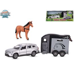Kids Globe Traffic Volvo EX90 kov s přívěsem pro koně 28cm zpětný chod v krabičce