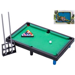 Kulečník 41,5x28,5cm s tágem 2ks a koulemi 16ks 2barvy v krabičce