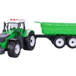 2-Play Traffic traktor s vlečkou 45cm na setrvačník na baterie se světlem a zvukem v krabičce