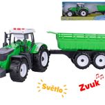2-Play Traffic traktor s vlečkou 45cm na setrvačník na baterie se světlem a zvukem v krabičce