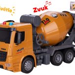 Auto stavební domíchávač 27cm na setrvačník na baterie se světlem a zvukem v krabičce