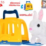 Králíček plyšový 17cm na baterie se zvukem skákající s přepravkou v krabičce